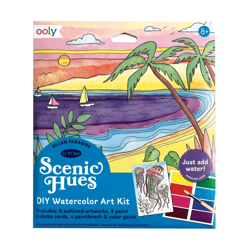 Ocean Paradise Scenic Hues DIY Watercolor Art Kit - Odd Nodd Art Supply