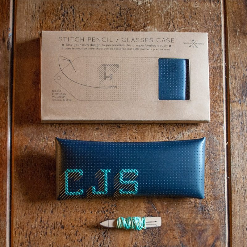 Navy Stitch Glasses / Pencil Case - DIY Cross Stitch Kit - Odd Nodd Art Supply