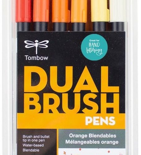 Orange 6 Dual Brush Pen Sets - Odd Nodd Art Supply