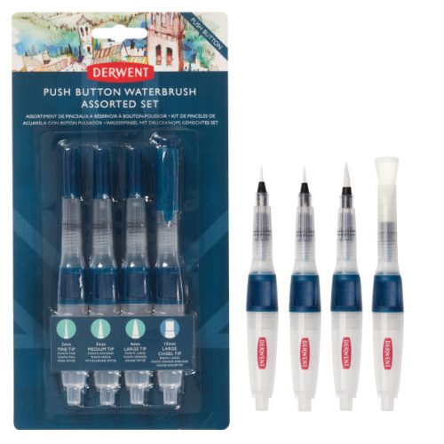 Assorted Set Derwent Push Button Waterbrushes - Odd Nodd Art Supply