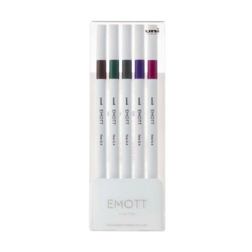 EMOTT Fineliner Pen Sets 5-Pen Set #3 - Dark Brown, Khaki Green, Grey, Violet, Amethyst - Odd Nodd Art Supply