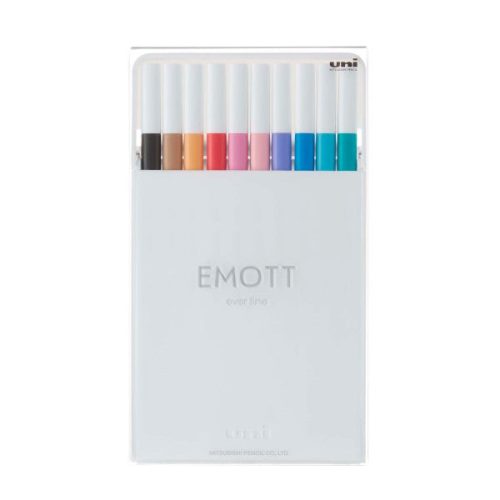 10-Pen Set #2 - Gray, Beige, Light Orange, Coral Pink, Light Pink, Baby Pink, Light Violet, Sky Blue, Light Blue, Emerald Green EMOTT Fineline Pen Sets - Odd Nodd Art Supply