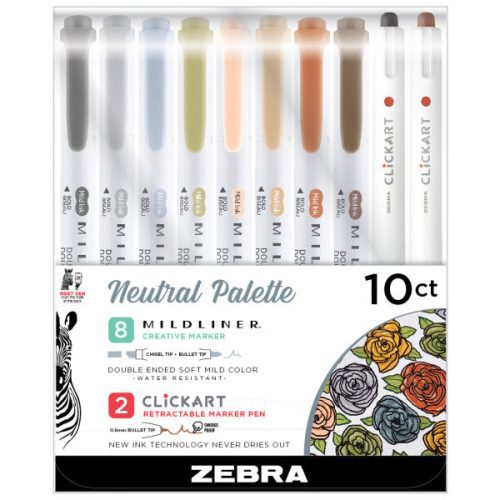 Mildliner Double-Ended Pen Sets Neutral Set 10 Clickart - Odd Nodd Art Supply