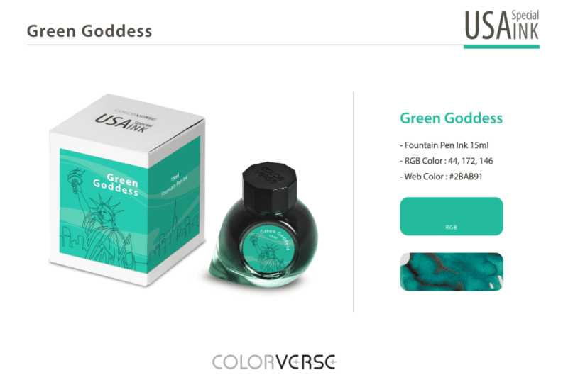 Colorverse USA Special Fountain Pen Ink - Odd Nodd Art Supply Green Goddess