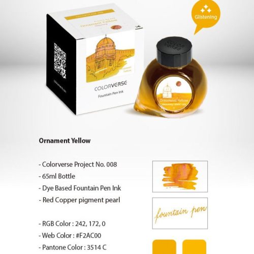 Colorverse Project Fountain Pen Ink Ornament Yellow Glistening - Odd Nodd Art Supply